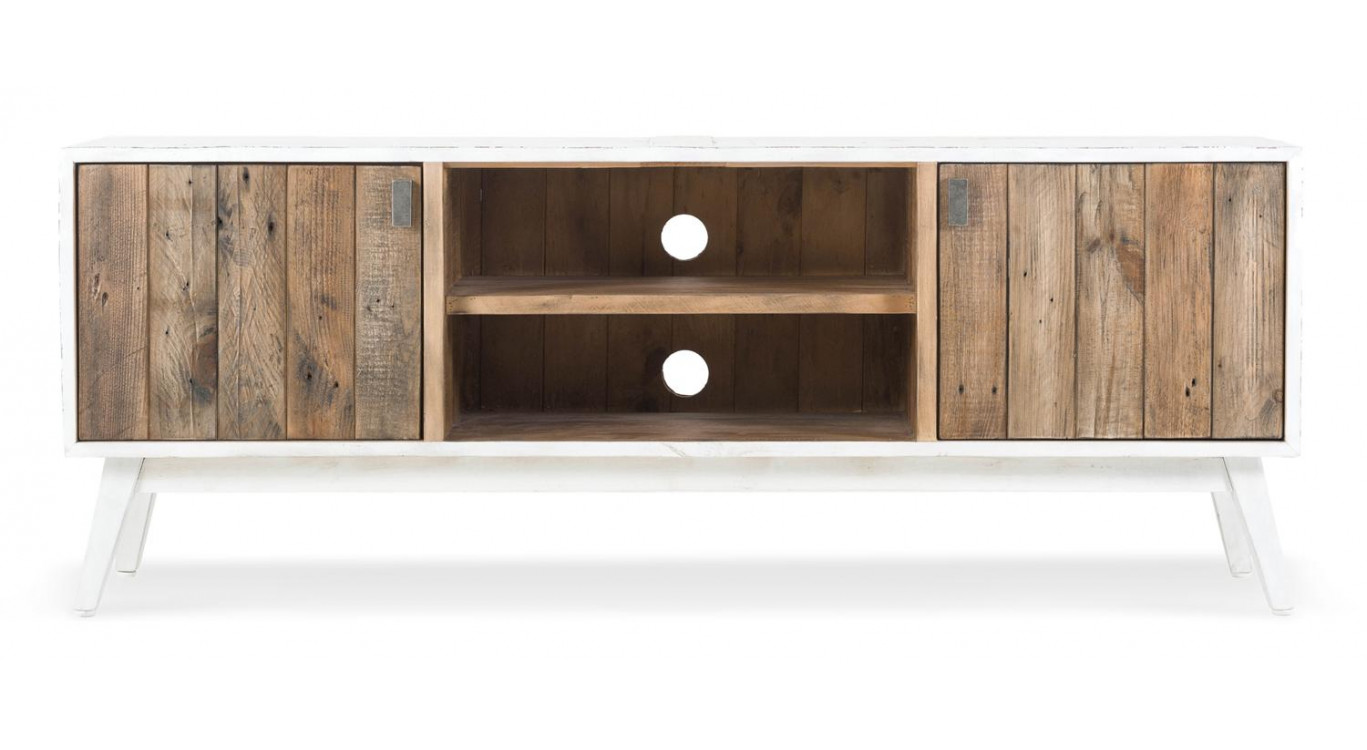 Meuble TV Bois Blanc 160x40x60cm
