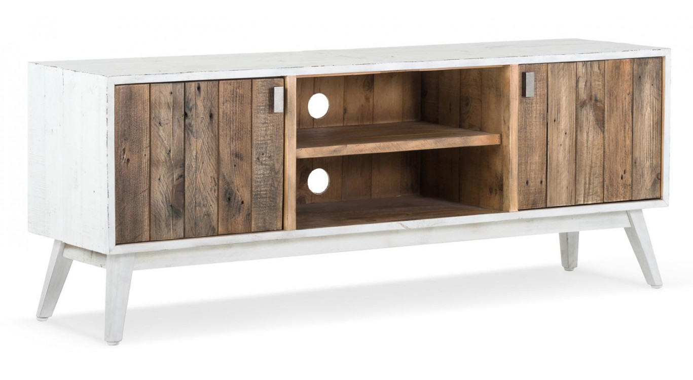 Meuble TV Bois Blanc 160x40x60cm