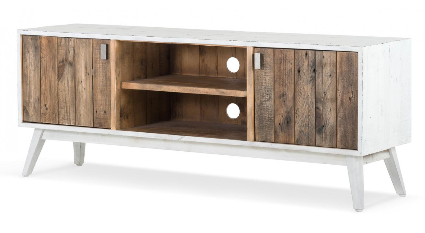 Meuble TV Bois Blanc 160x40x60cm