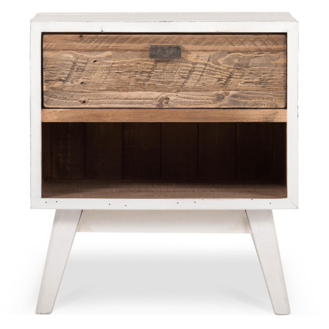 Table De Chevet 1 Tiroir Bois Blanc 50x40x55cm