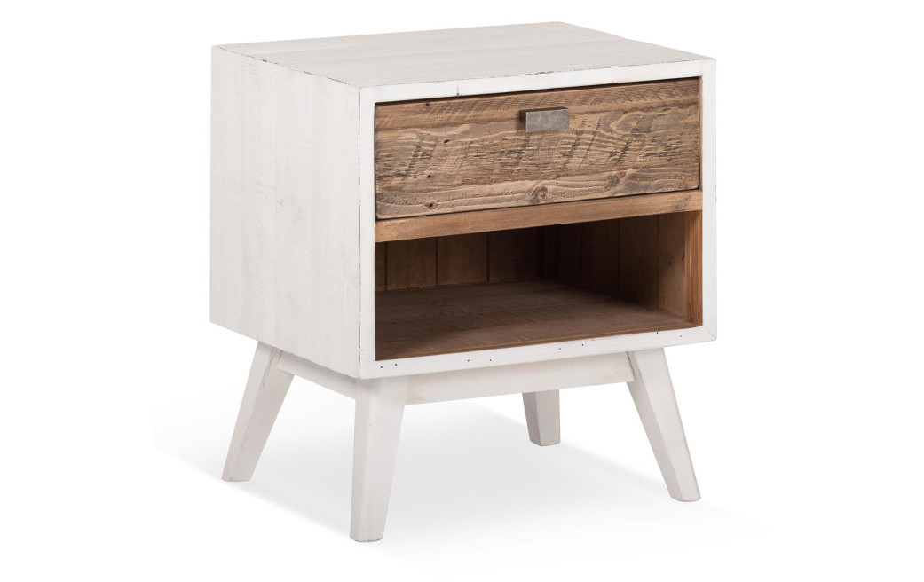 Table De Chevet 1 Tiroir Bois Blanc 50x40x55cm