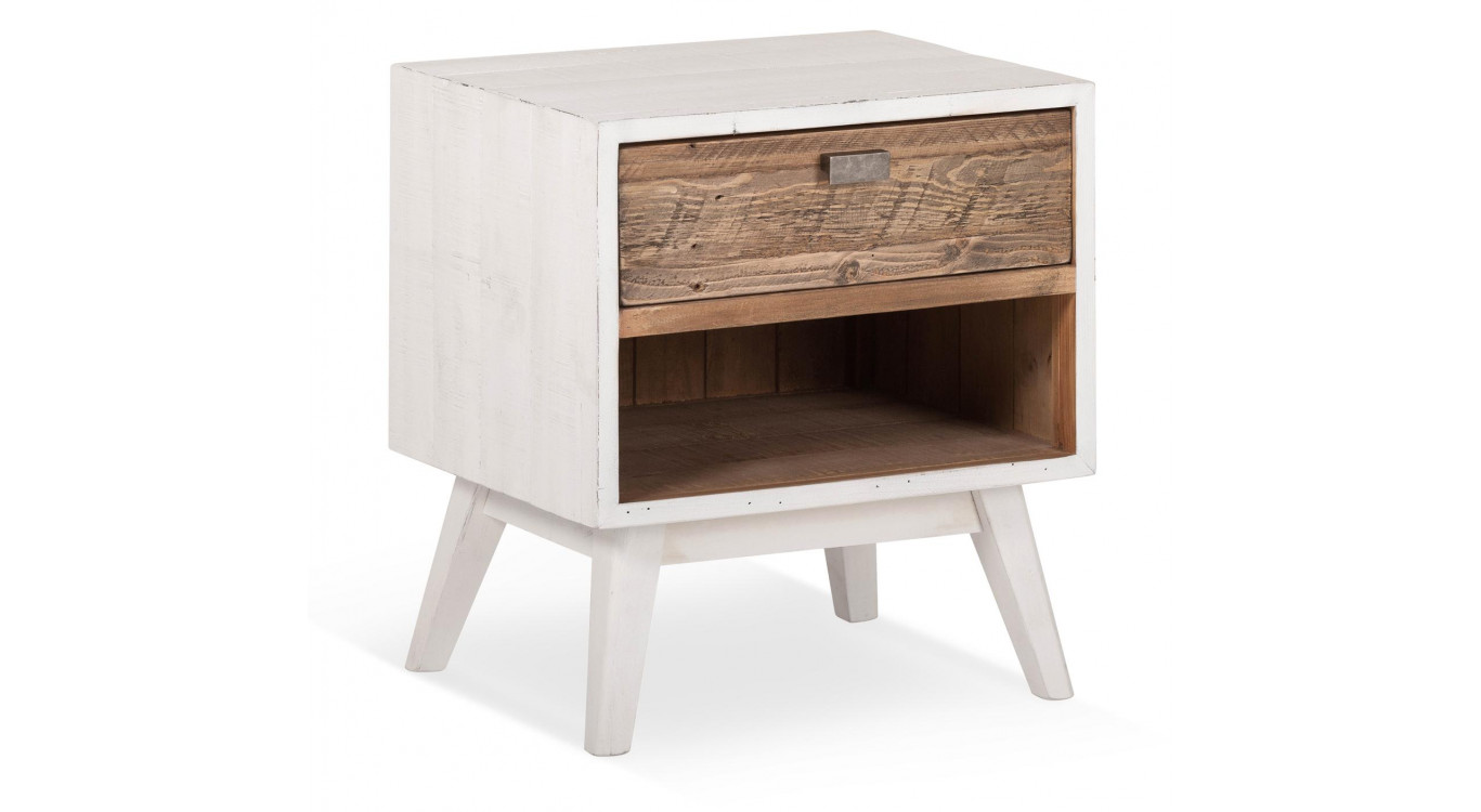 Nachttisch 1 Schublade Holz Weiß 50x40x55cm