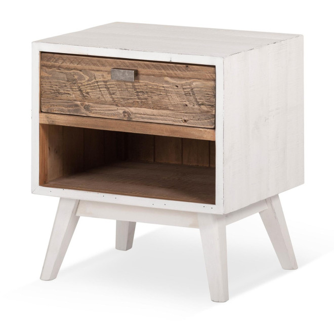 Nachttisch 1 Schublade Holz Weiß 50x40x55cm