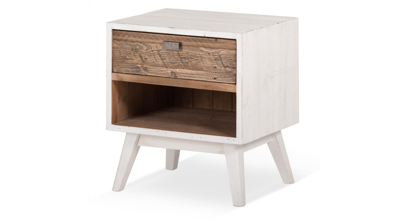 Nachttisch 1 Schublade Holz Weiß 50x40x55cm