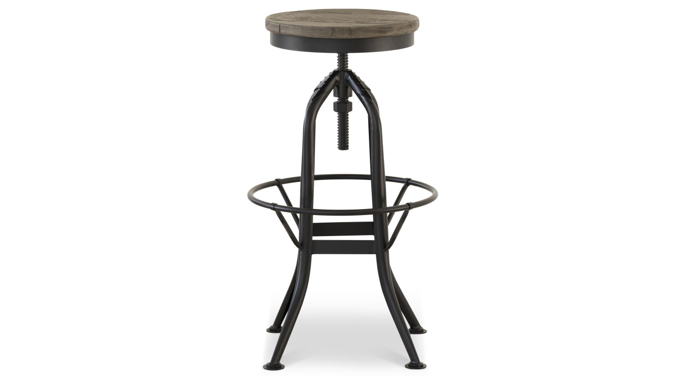 Chaise Haute Tabouret Bois Fer Forgé 40.5x40.5x68cm