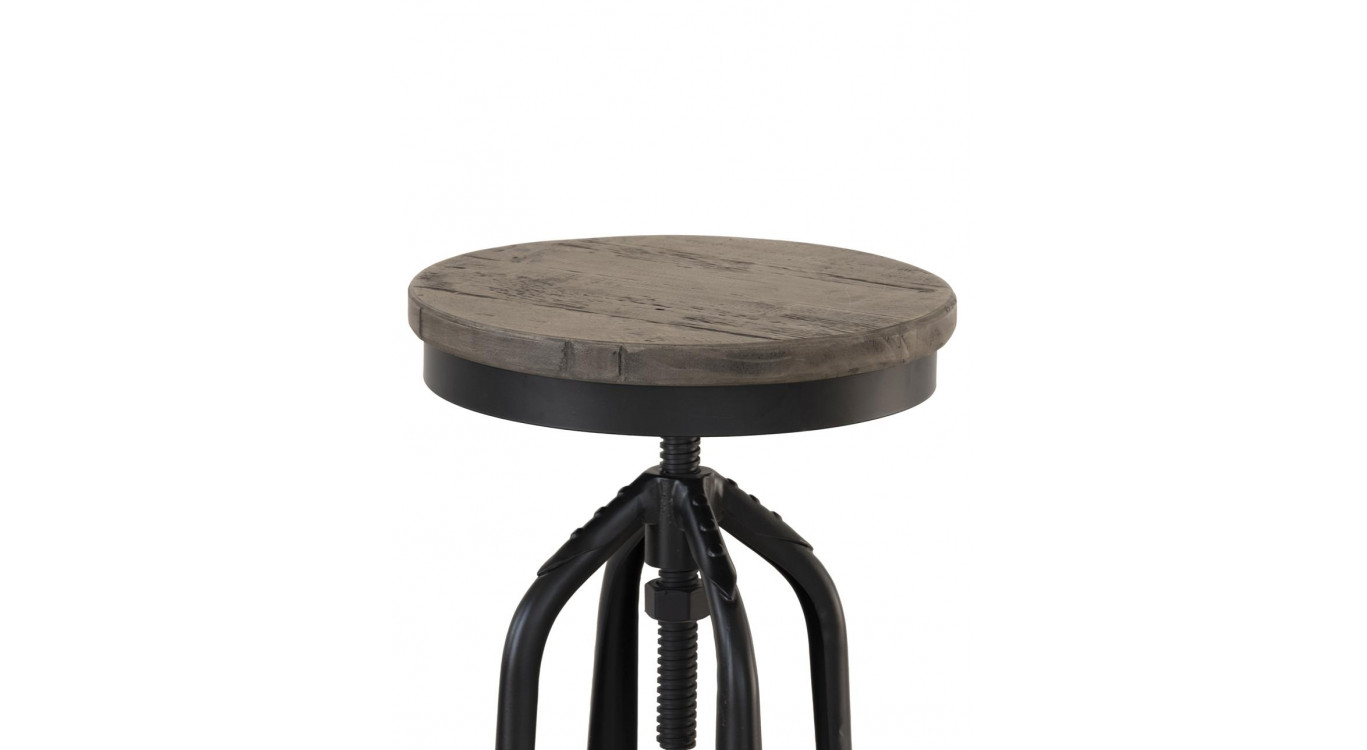 Chaise Haute Tabouret Bois Fer Forgé 40.5x40.5x68cm