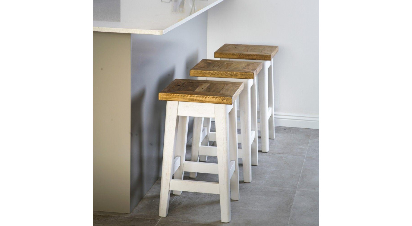 2er-Set Holzhocker Weiß 35x35x61cm