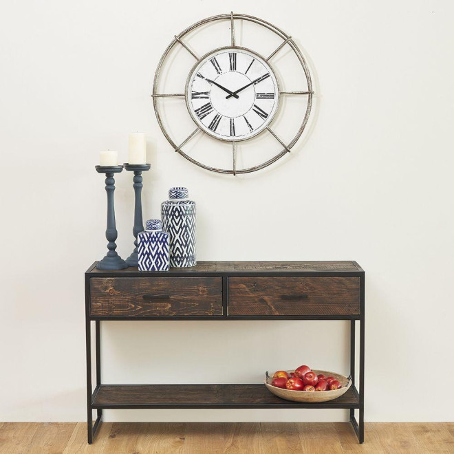 Konsole mit 2 Schubladen Holz Metall Braun 120x35x75cm