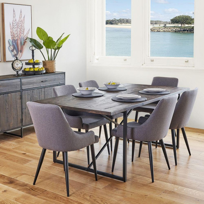 Table à Manger Bois Métal Marron 200x100x76cm