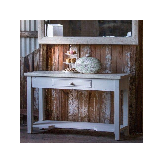 Console 1 Tiroir Bois Blanc 120x41.5x78cm
