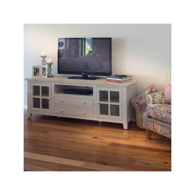 TV-Möbel mit 2 Schubladen Holz Weiß 180x45x65cm