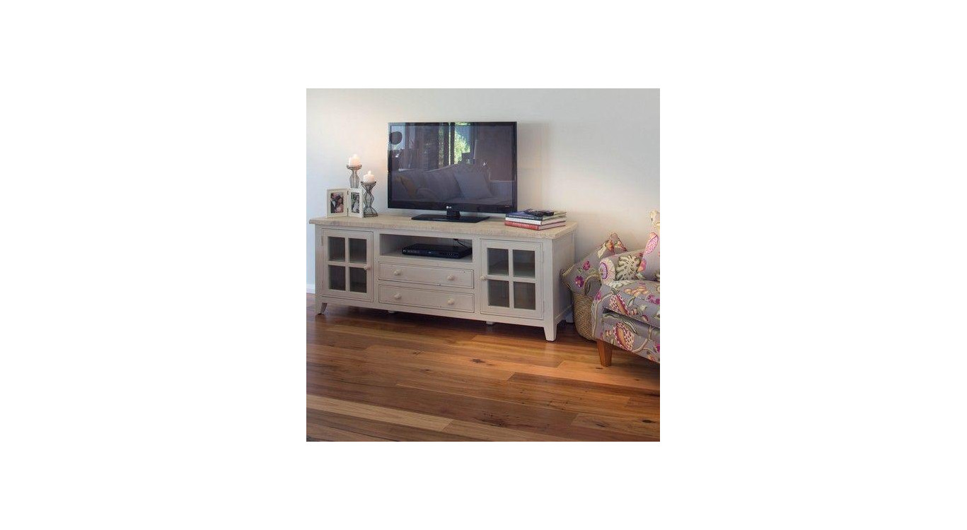 TV-Möbel mit 2 Schubladen Holz Weiß 180x45x65cm