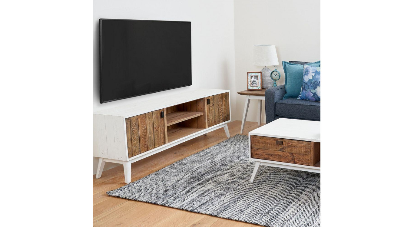 Meuble TV Bois Blanc 160x40x60cm