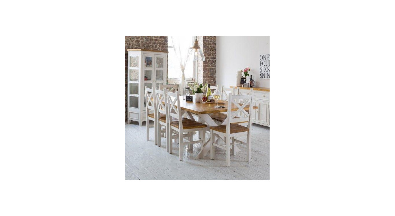 Lot de 2 Chaises Bois Blanc 47x46.5x102cm