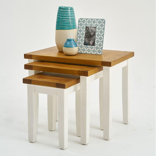 3er-Set Holzsättel Weiß 68x44x54cm