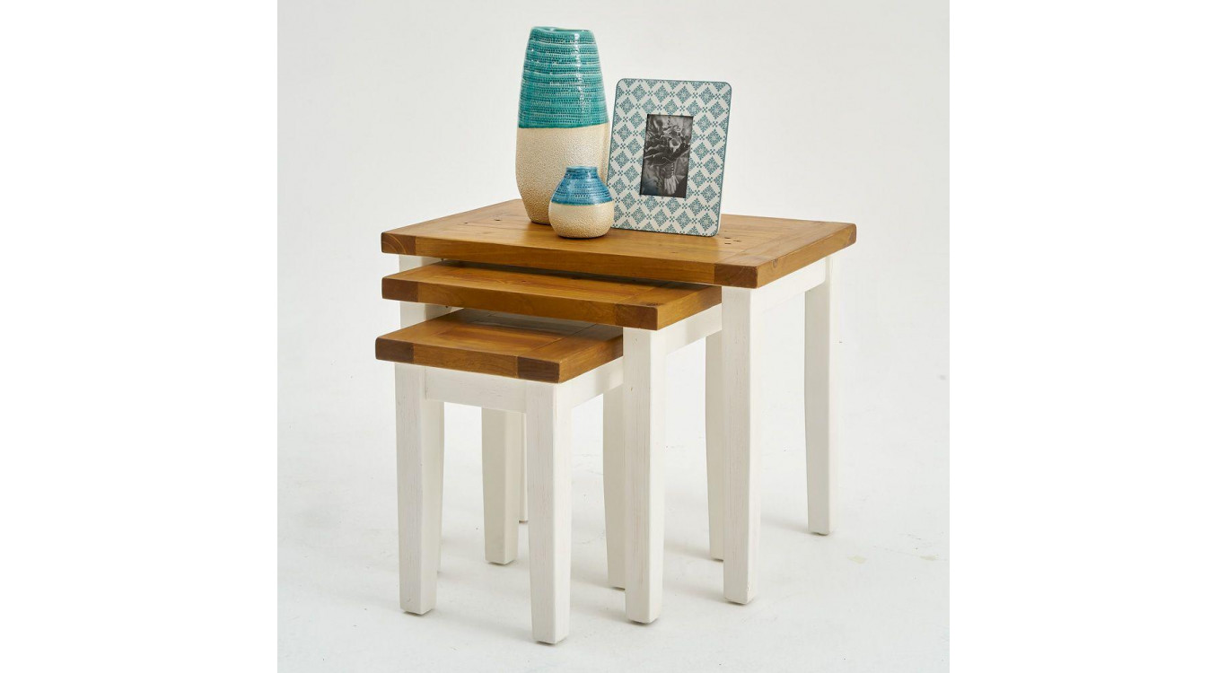 3er-Set Holzsättel Weiß 68x44x54cm