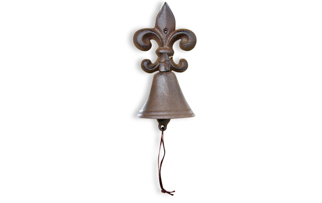 Cloche Fleur de Lys Fonte Marron 10x10.5x20.5cm