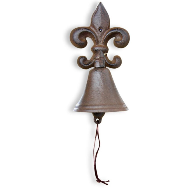 Cloche Fleur de Lys Fonte Marron 10x10.5x20.5cm