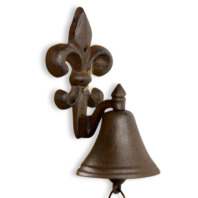 Cloche Fleur de Lys Fonte Marron 10x10.5x20.5cm