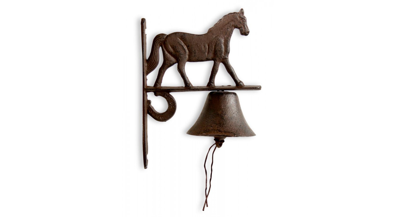 Cloche Cheval Fonte Marron 19x11x25cm