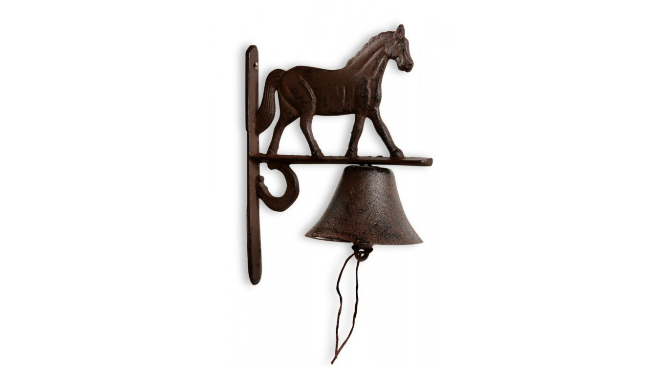 Cloche Cheval Fonte Marron 19x11x25cm