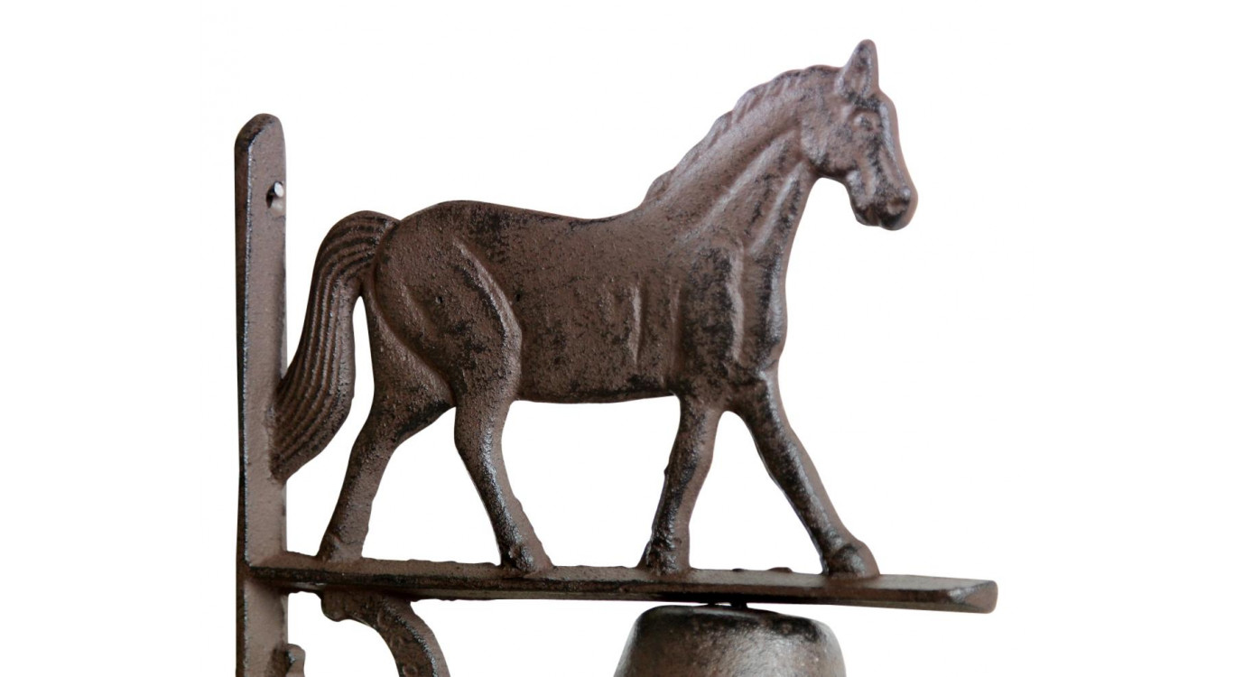 Cloche Cheval Fonte Marron 19x11x25cm