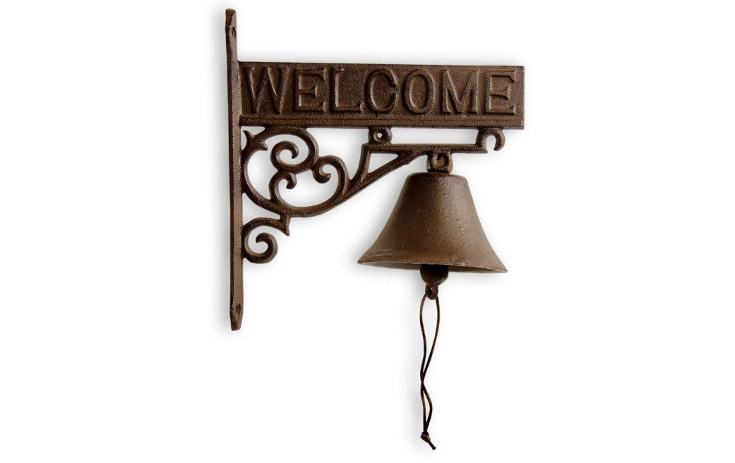 Cloche Welcome Fonte Marron 21.5x11x23cm