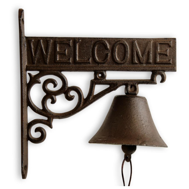 Cloche Welcome Fonte Marron 21.5x11x23cm