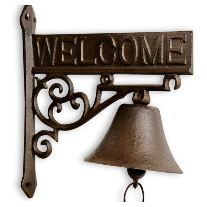 Cloche Welcome Fonte Marron 21.5x11x23cm