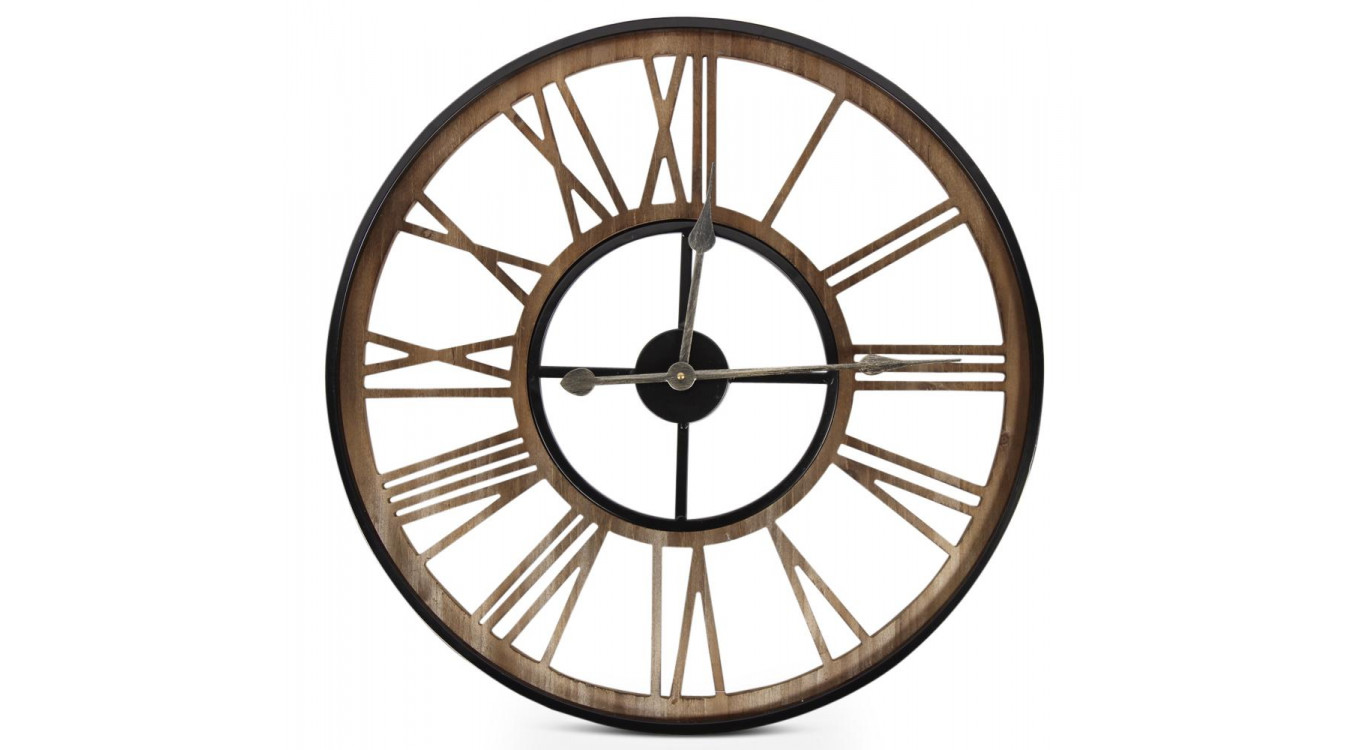 Große alte Uhr Schmiedeeisen Braun 60x3x60cm