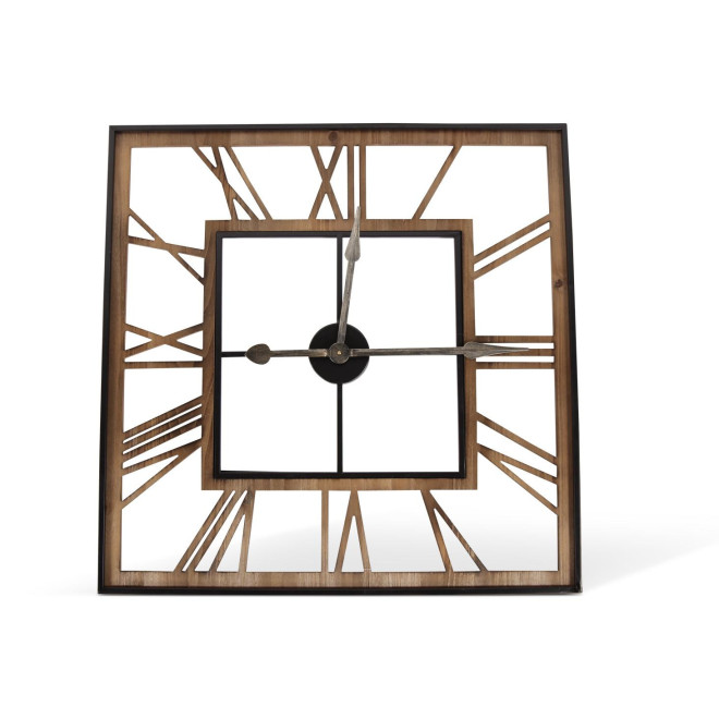 Grande Horloge Ancienne Carré Fer Forge Marron 80x4x80cm