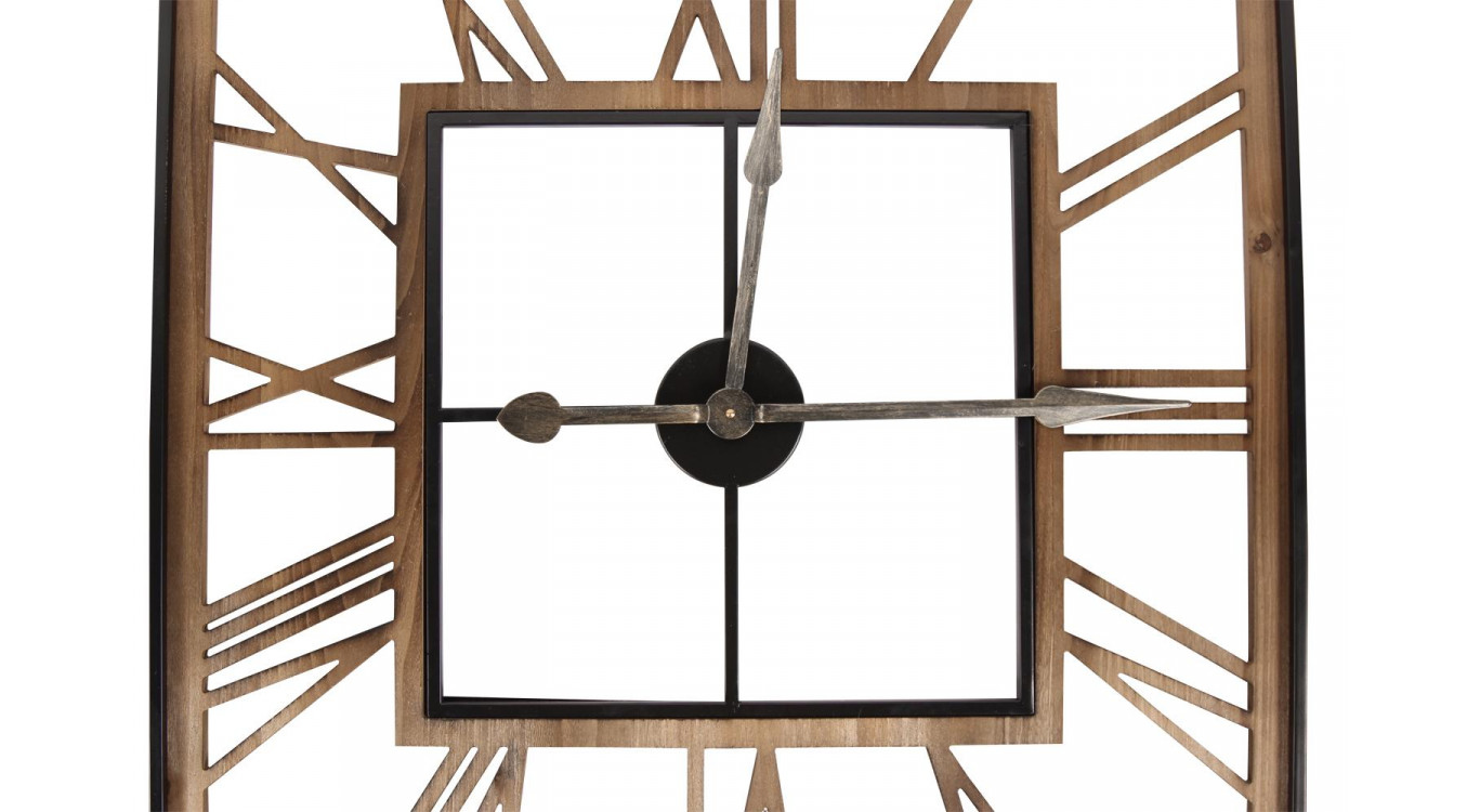Grande Horloge Ancienne Carré Fer Forge Marron 80x4x80cm