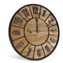 Große alte Holz-Metall-Uhr Braun 60x3.5x60cm