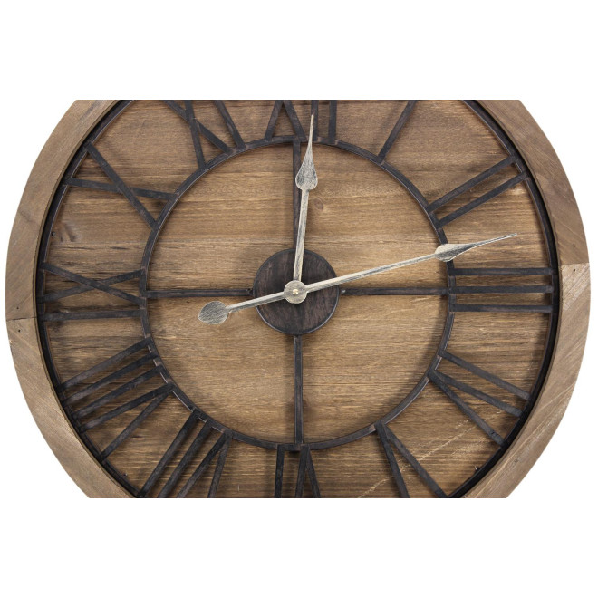 Große alte Uhr Holz Metall Braun 60x3x60cm