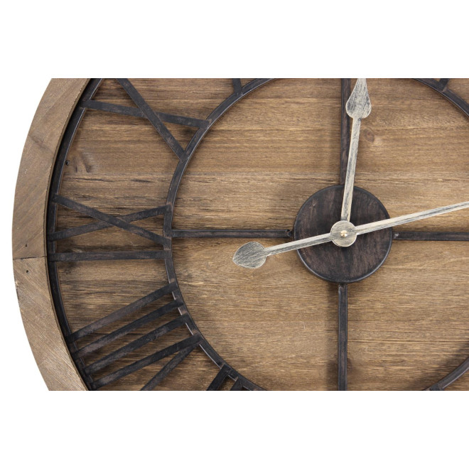 Große alte Uhr Holz Metall Braun 60x3x60cm