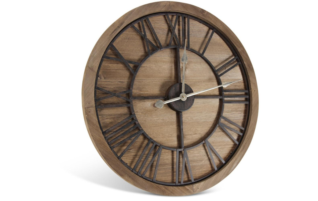 Große alte Uhr Holz Metall Braun 60x3x60cm