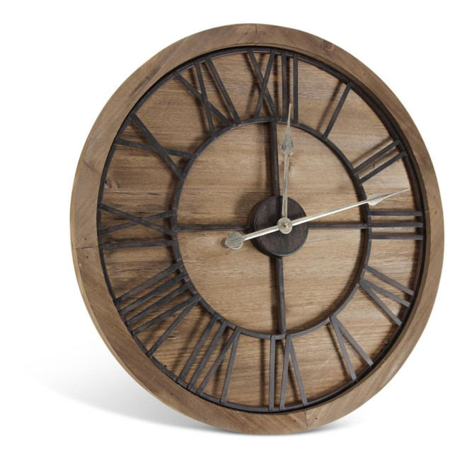 Große alte Uhr Holz Metall Braun 60x3x60cm