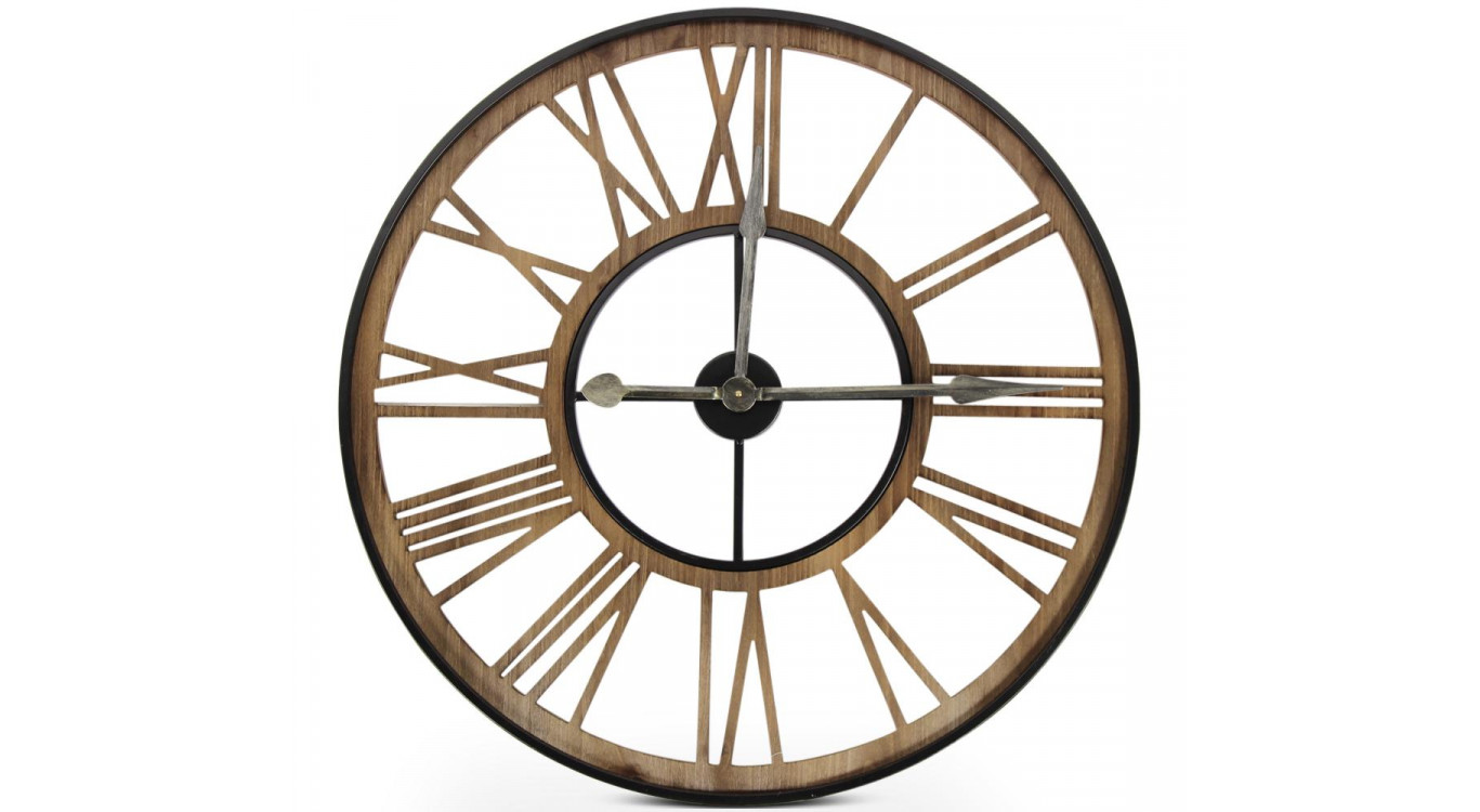 Große alte Uhr Schmiedeeisen Braun 80x4x80cm