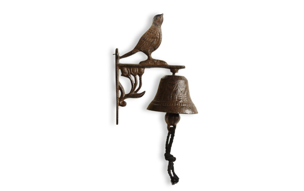Cloche Oiseau Fonte Marron 12x7.5x17cm