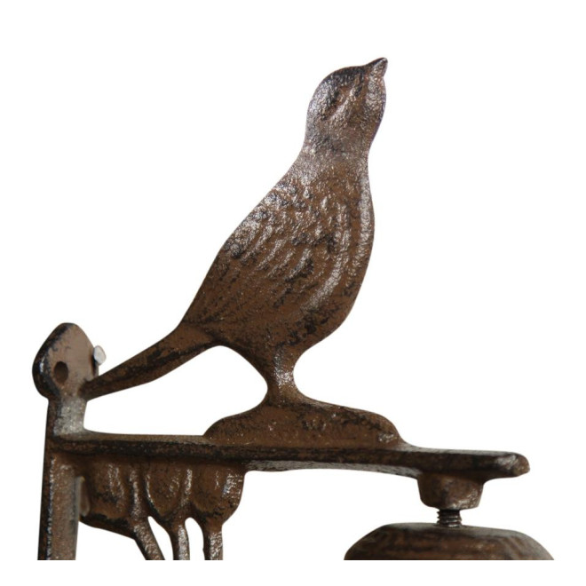 Cloche Oiseau Fonte Marron 12x7.5x17cm