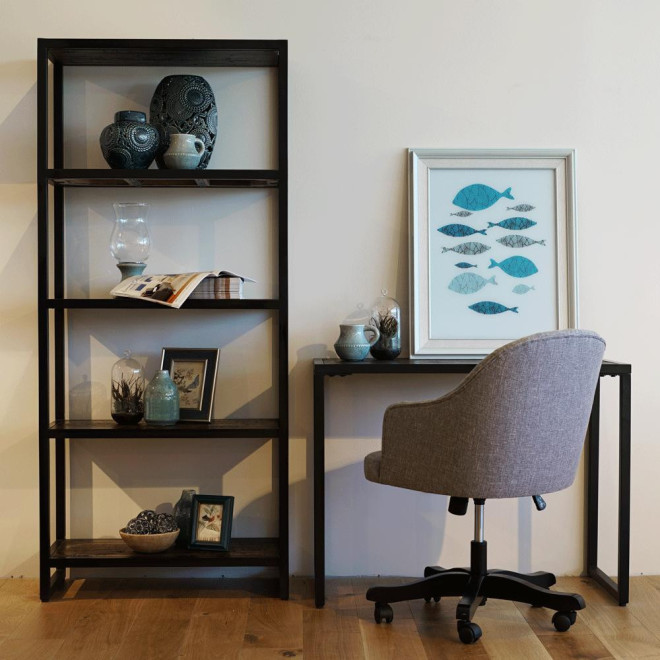 Bücherregal Holz Metall Braun 80x38x180cm