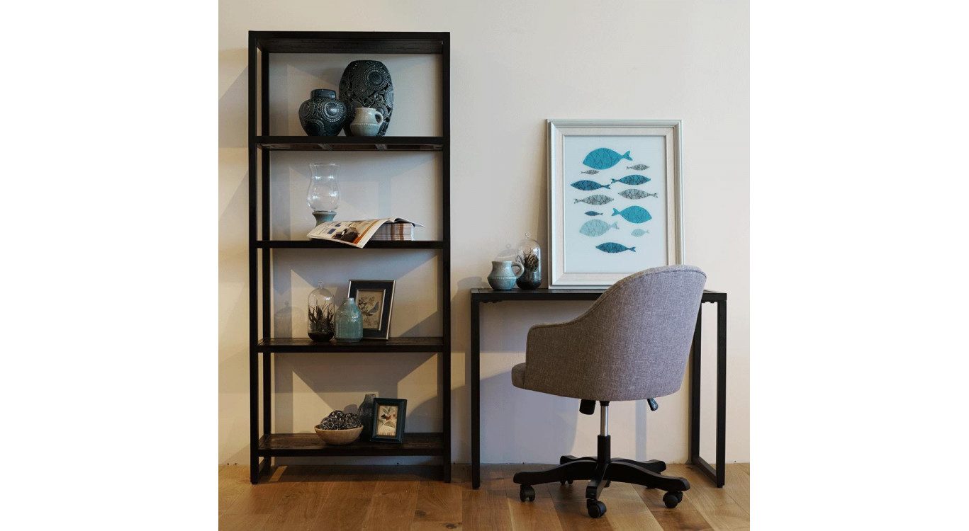 Bücherregal Holz Metall Braun 80x38x180cm