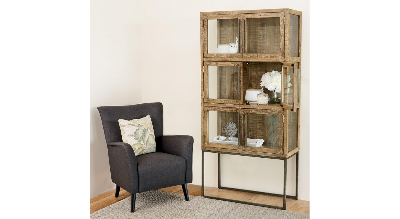 Vaisselier Bois Métal Marron 87x38x180cm