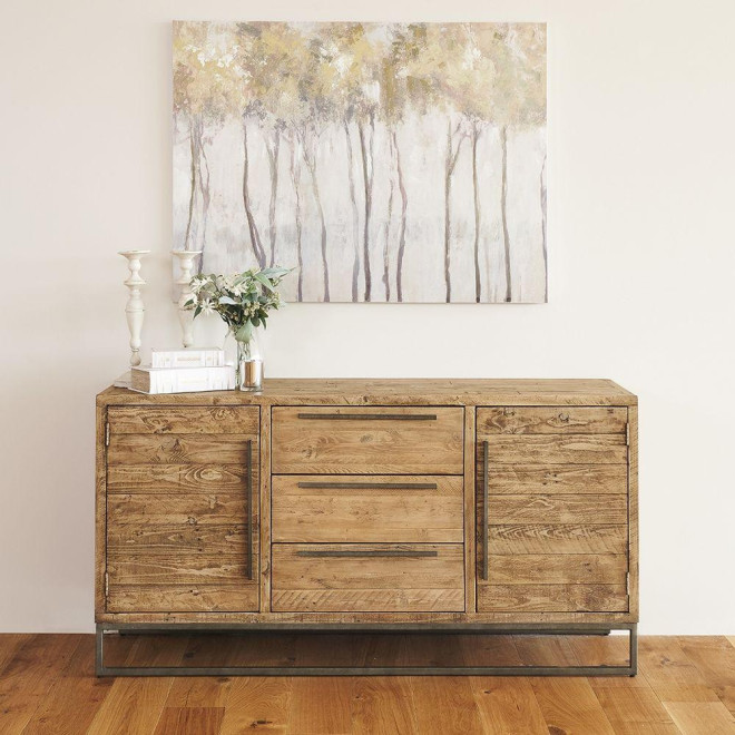 Sideboard mit 3 Schubladen Holz Metall Braun 157.5x45x81cm