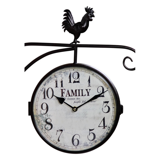 Horloge De Gare Ancienne Double Face Family Fer Forge Blanc 24cm