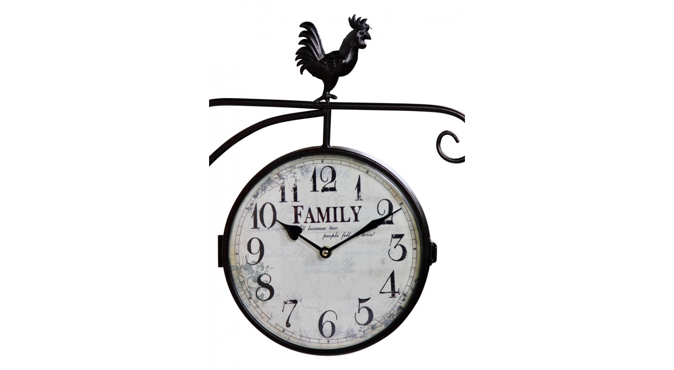 Horloge De Gare Ancienne Double Face Family Fer Forge Blanc 24cm