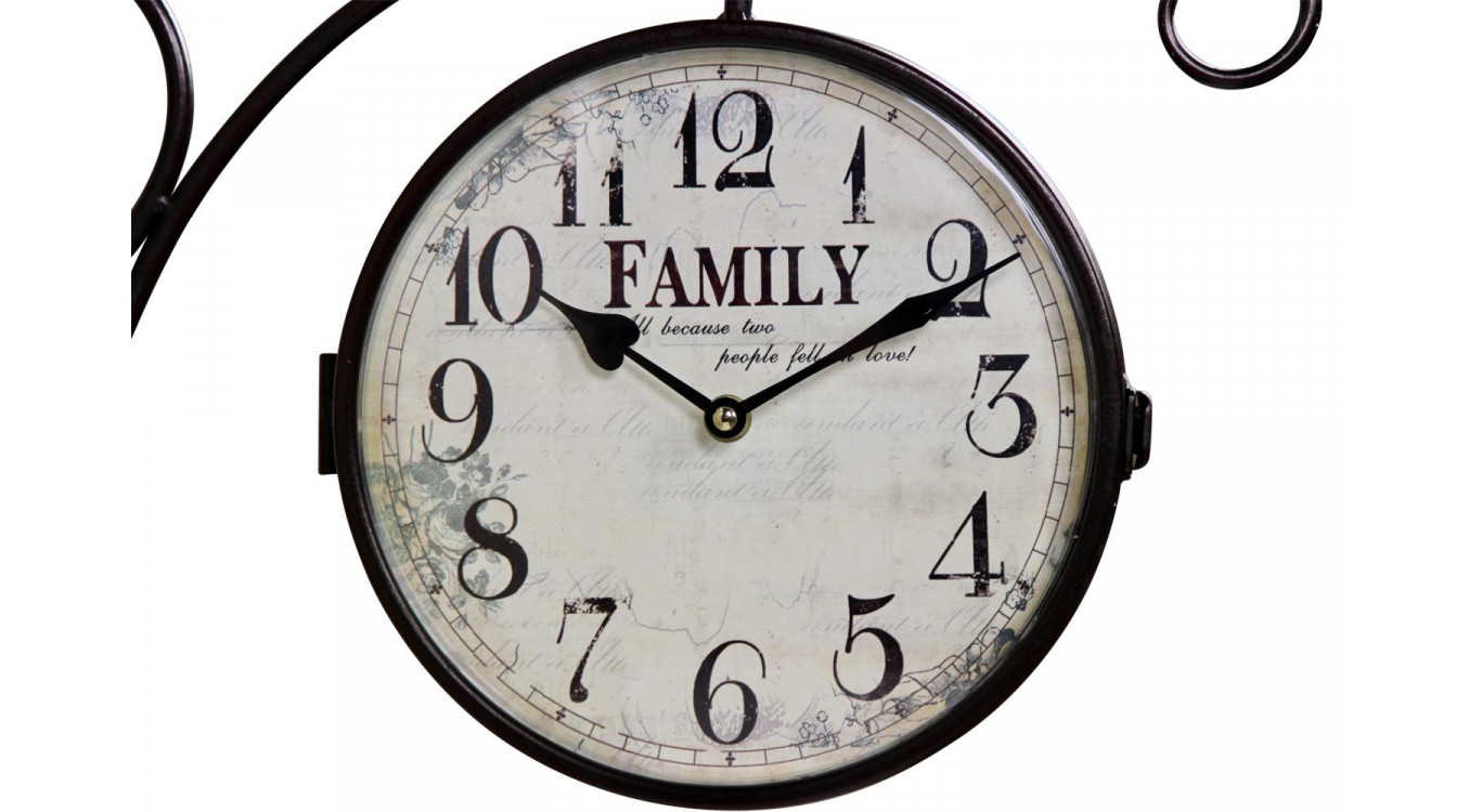 Horloge De Gare Ancienne Double Face Family Fer Forge Blanc 24cm
