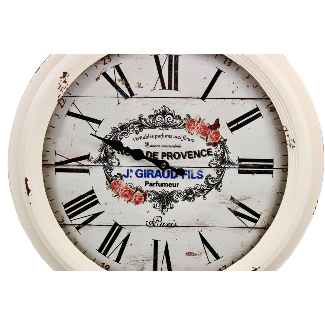 Horloge Ancienne Murale Rose de Provence Métal Blanc 47cm