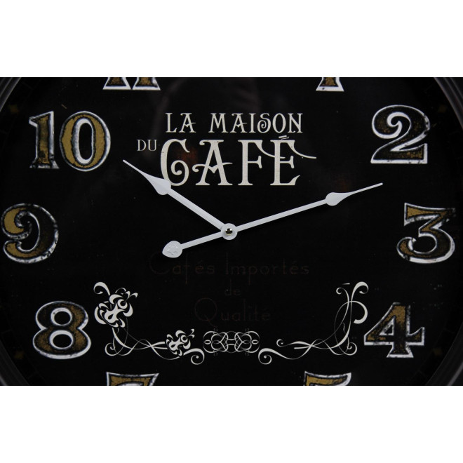 Horloge Ancienne Murale La Maison du Café Métal Noir 62cm