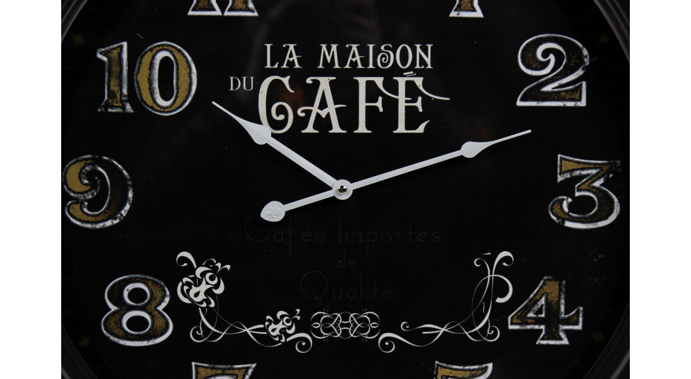 Horloge Ancienne Murale La Maison du Café Métal Noir 62cm